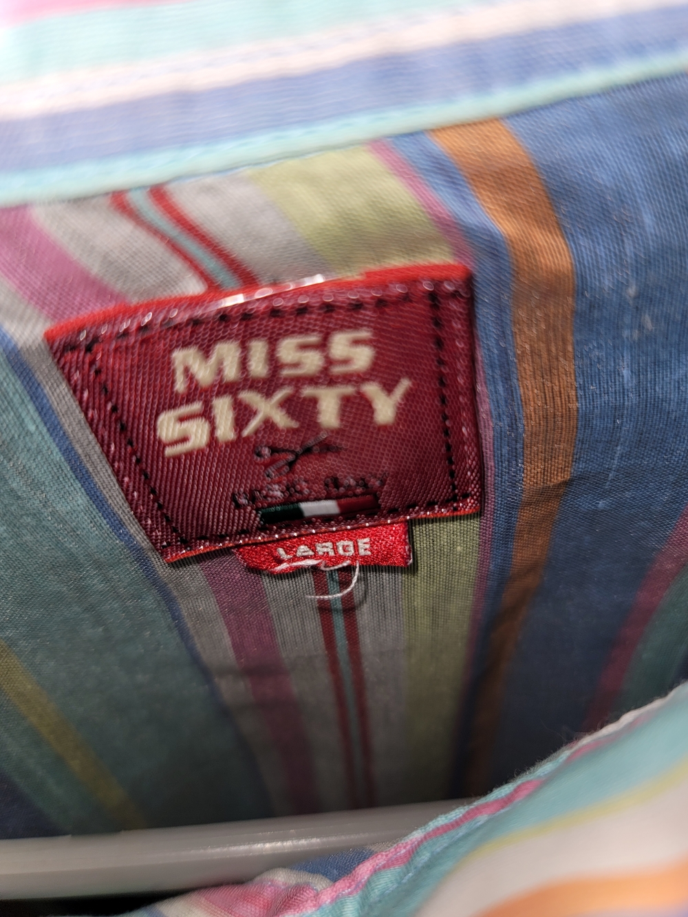 Miss Sixty Pastel Multi-Stripe Button-Down Shirt - Picture 3 of 3